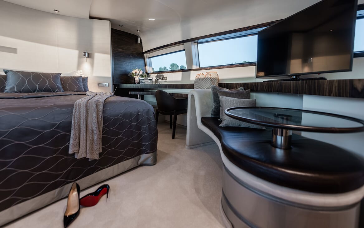 Motor Yacht ONE BLUE Master Stateroom Desk and Seating