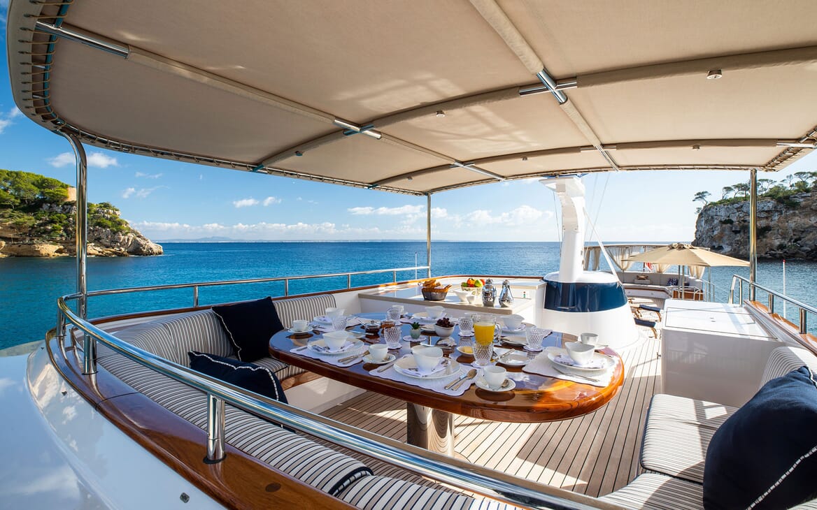 Motor Yacht ODYSSEY III Sun Deck Dining