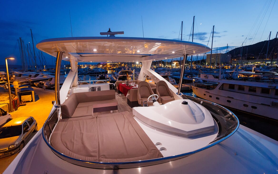 Motor Yacht The Best Way Sun Deck in the Evening