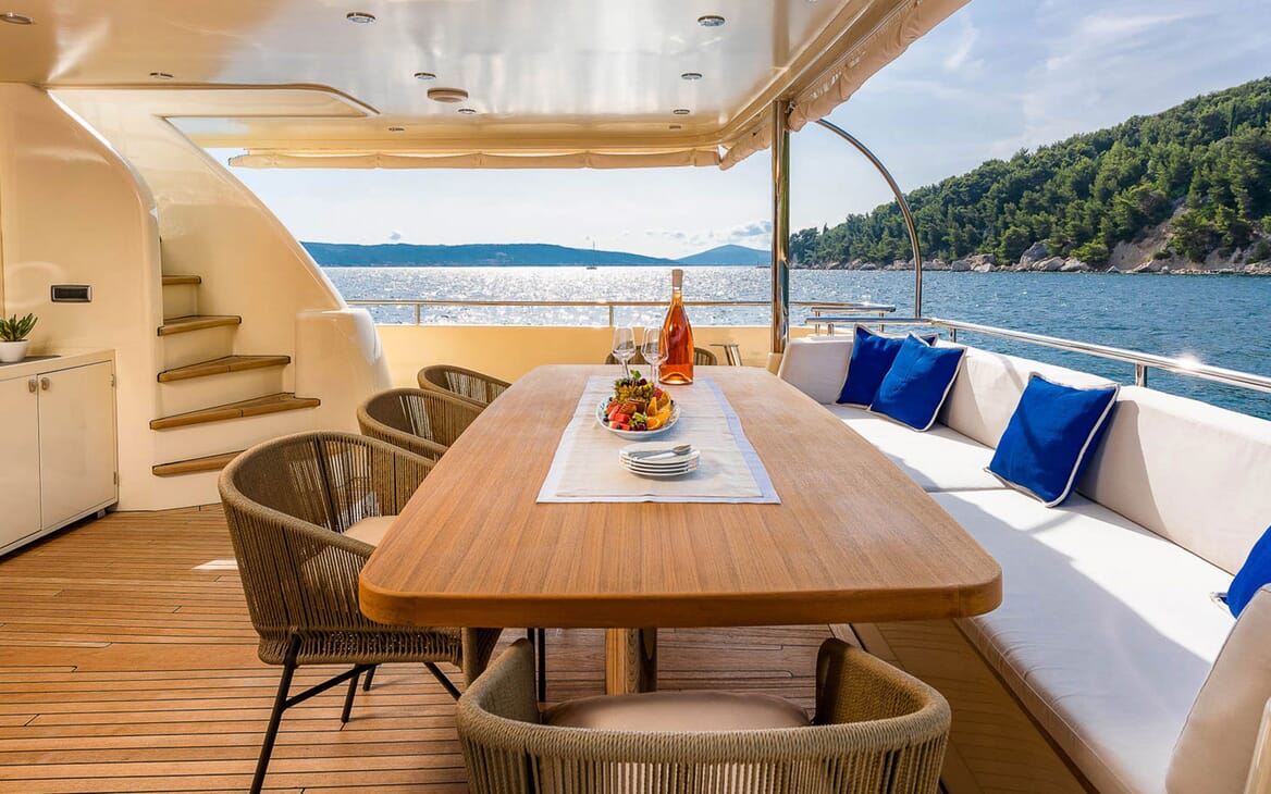 Motor Yacht GRACE Aft Deck Table