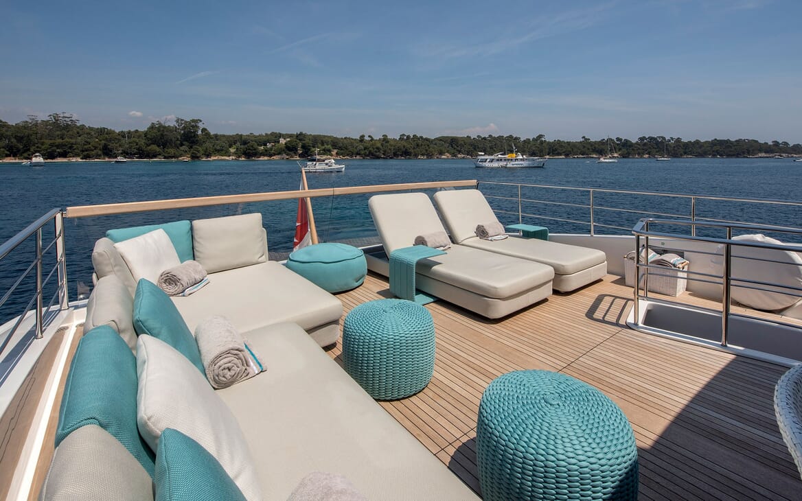 Motor Yacht SABBATICAL Top Aft Deck Loungers