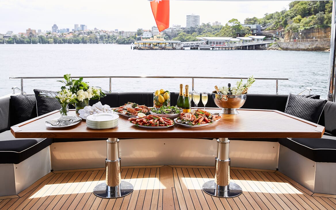 Motor Yacht Ghost II aft dining area