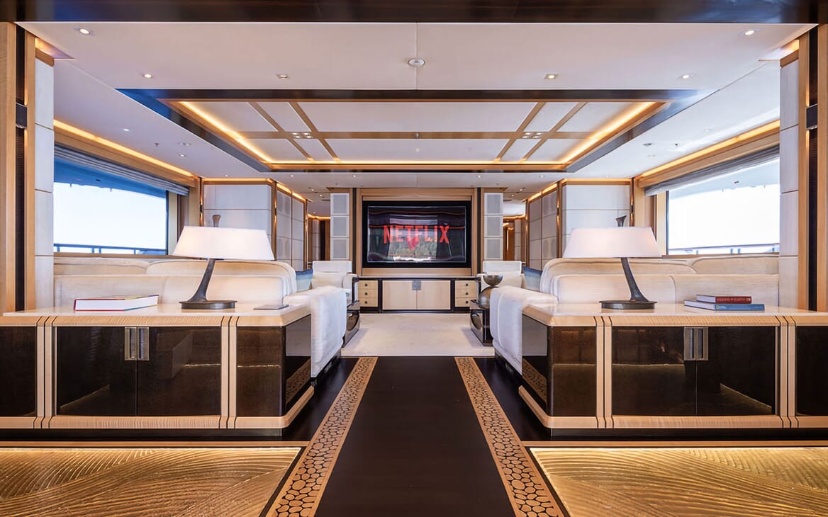 Motor yacht FORMOSA deck with vast seating and jacuzzi