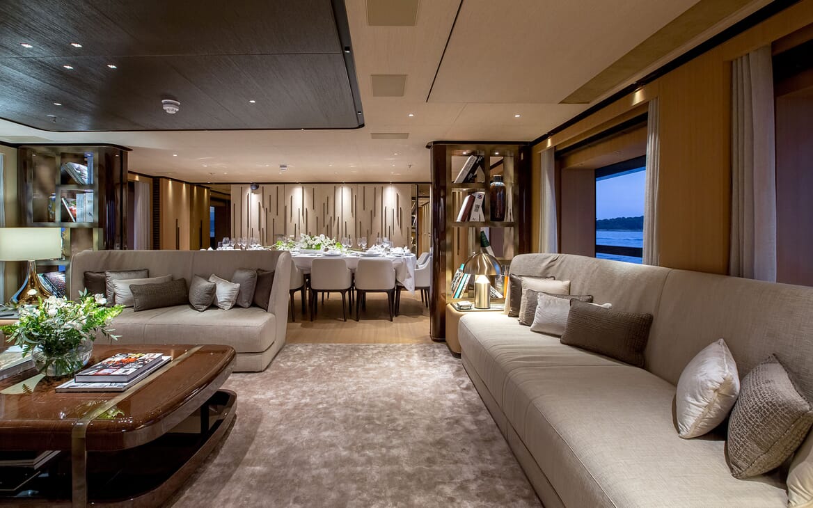 Motor Yacht VERTIGE Main Deck Salon and Dining