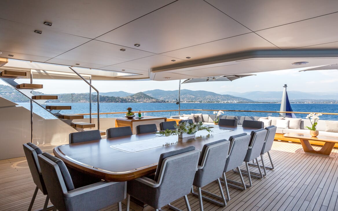 Motor Yacht VERTIGE Master Stateroom Bed and Balcony