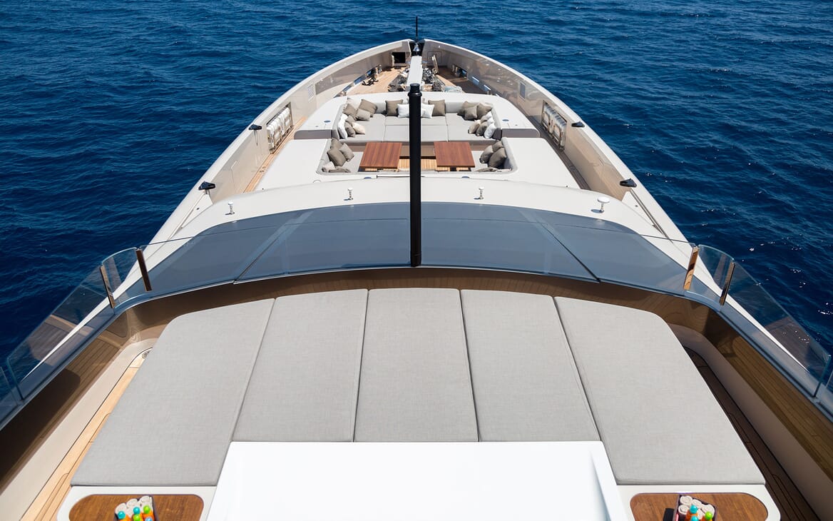 Motor Yacht VERTIGE Sun Deck Looking Forward to Seating Area