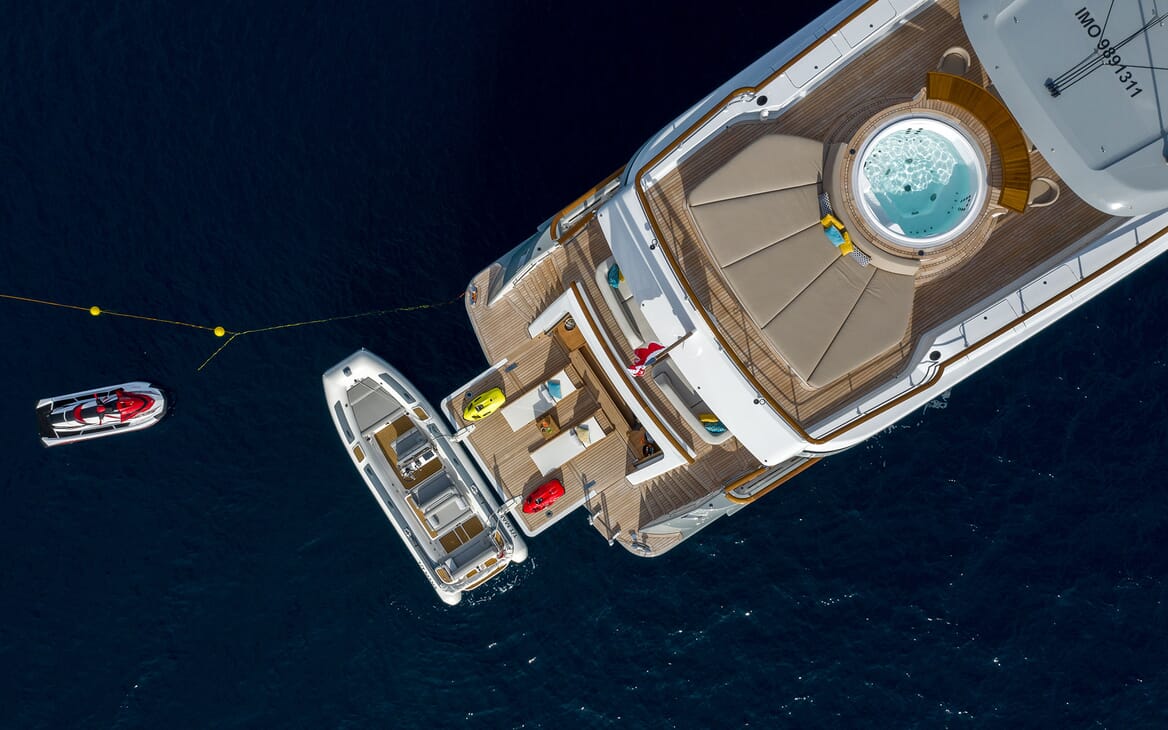Motor Yacht MANA Aerial Aft Deck With Toys