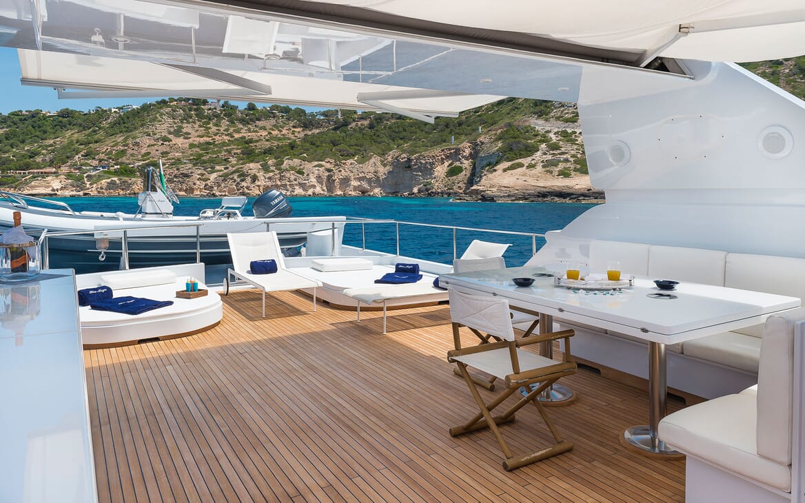 Motor Yacht BLUE MAGIC Sun Deck Sunpads and Table