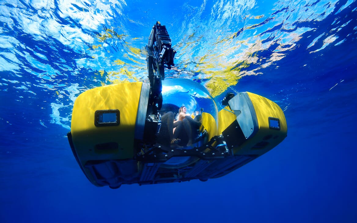 Submarine Triton underneath the water