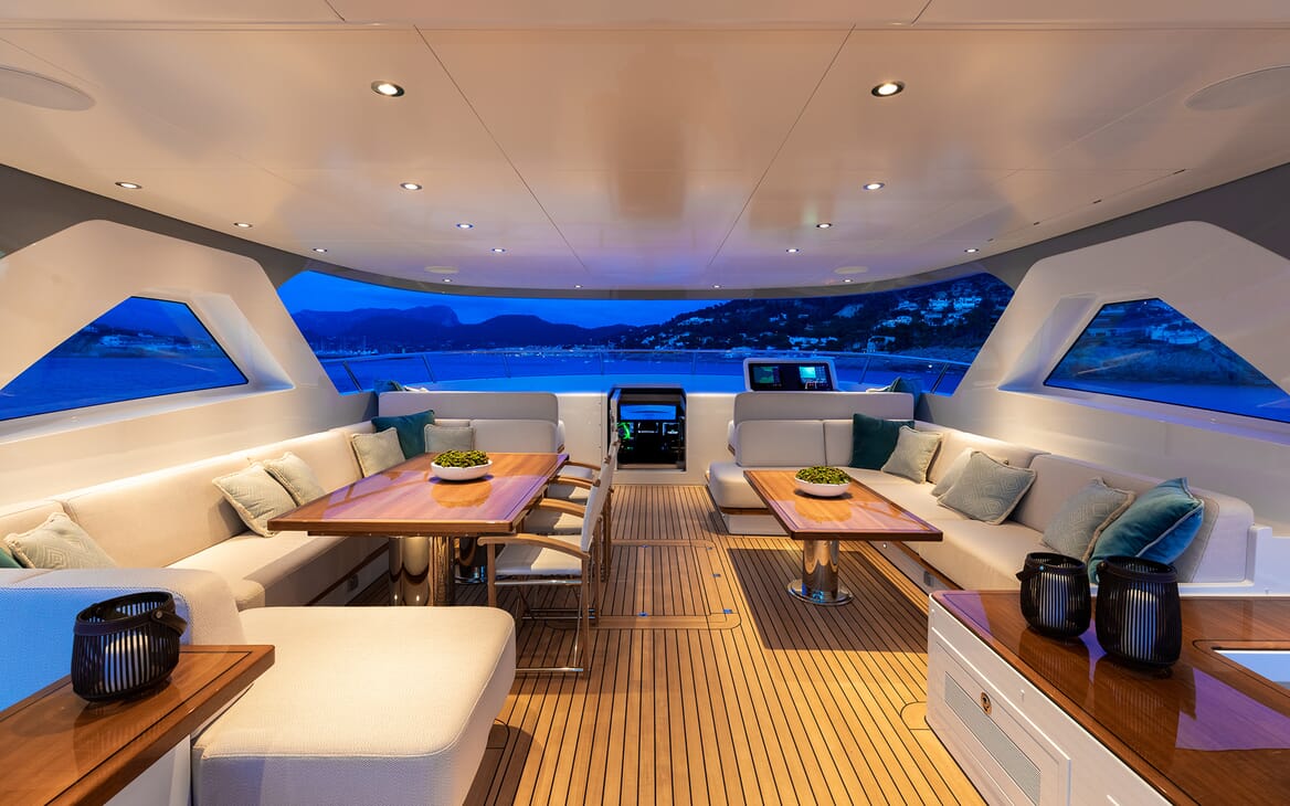 Motor Yacht Calypso Sun Deck Evening