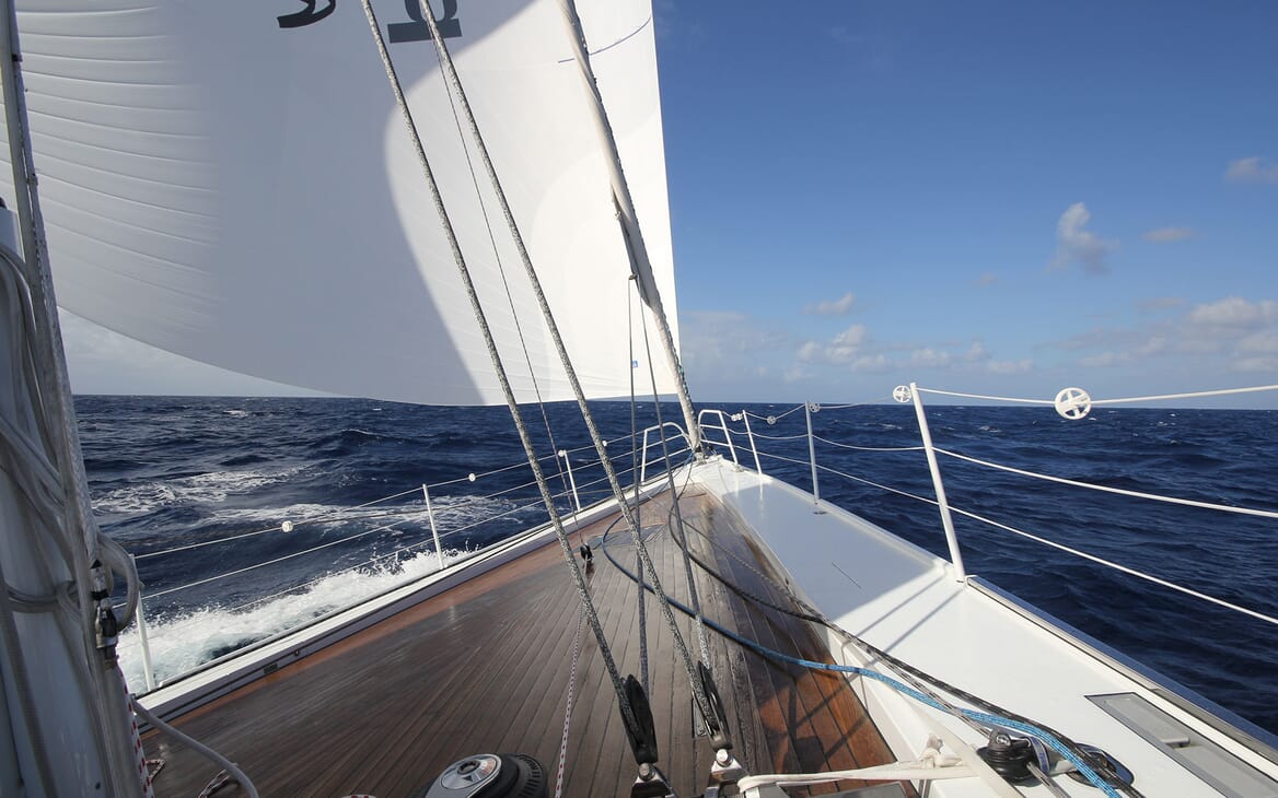 Sailing Yacht BLISS 2 Bow Underway