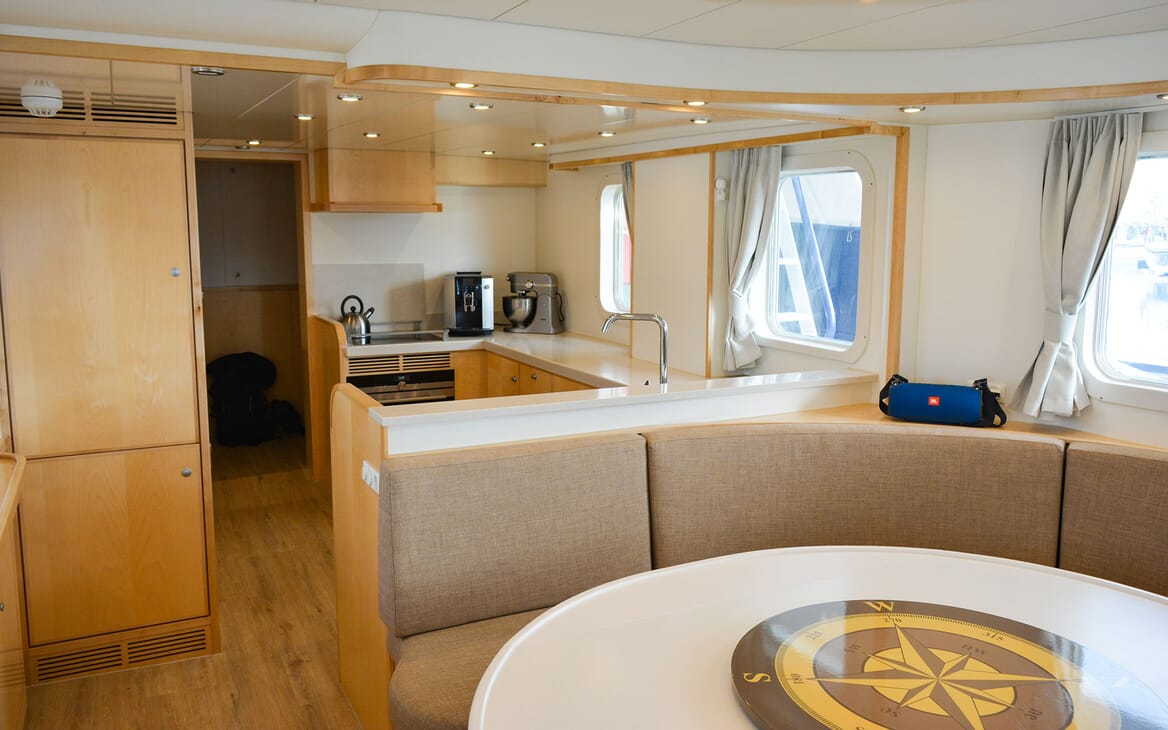Motor Yacht ELENA Table and Galley