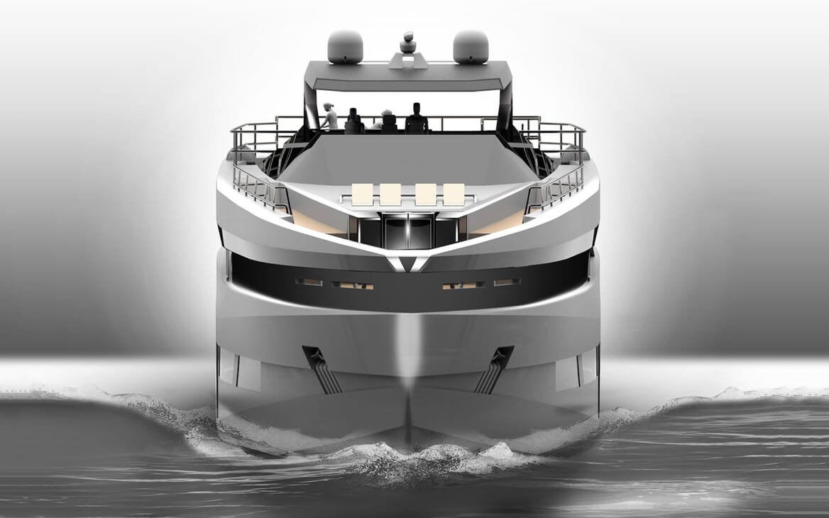 Motor Yacht PROJECT SAPPHIRE Bow Underway
