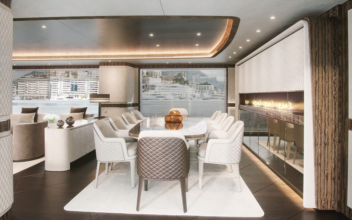 Motor Yacht Dynamiq G300 Dining Table Side on
