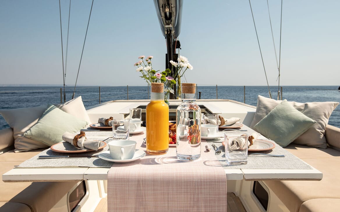 Sailing Yacht MIYABI Al Fresco Breakfast