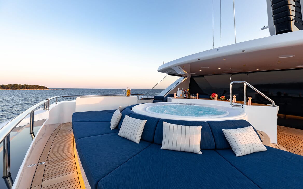 Motor Yacht SOARING Sun Deck Jacuzzi with a View