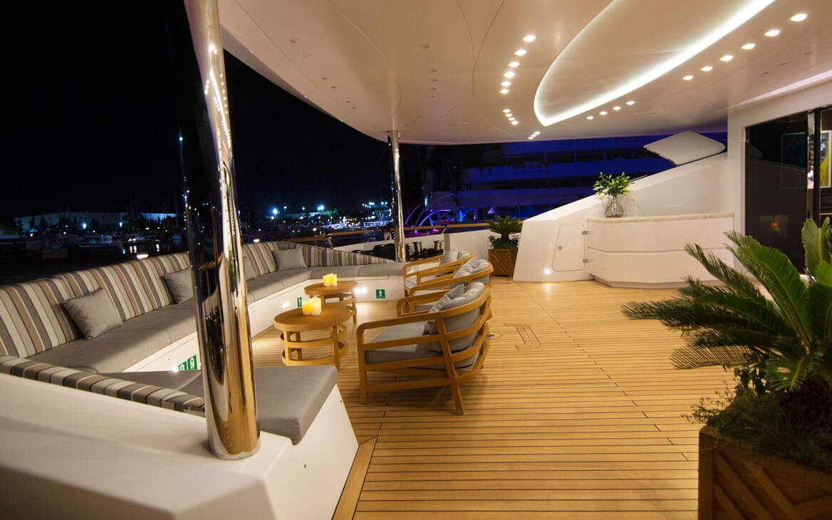 Motor Yacht BABA'S Aft Deck Evening