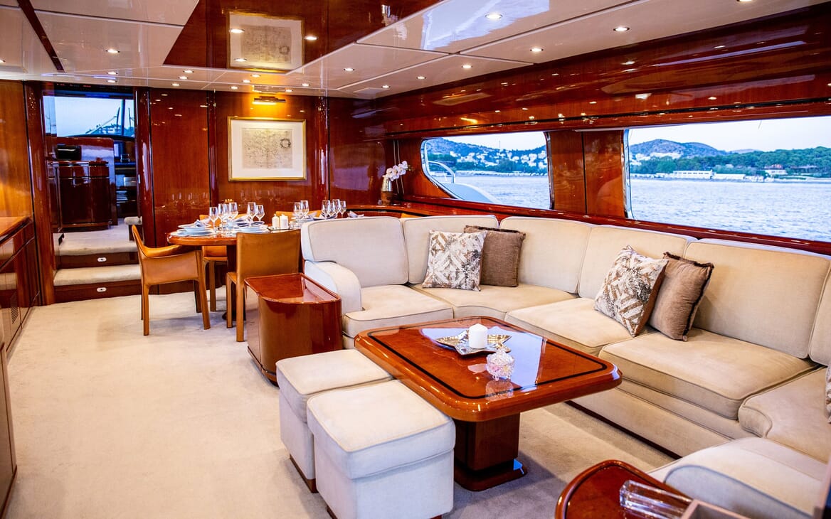 Motor Yacht PAREAKI Main Salon & Dining Area