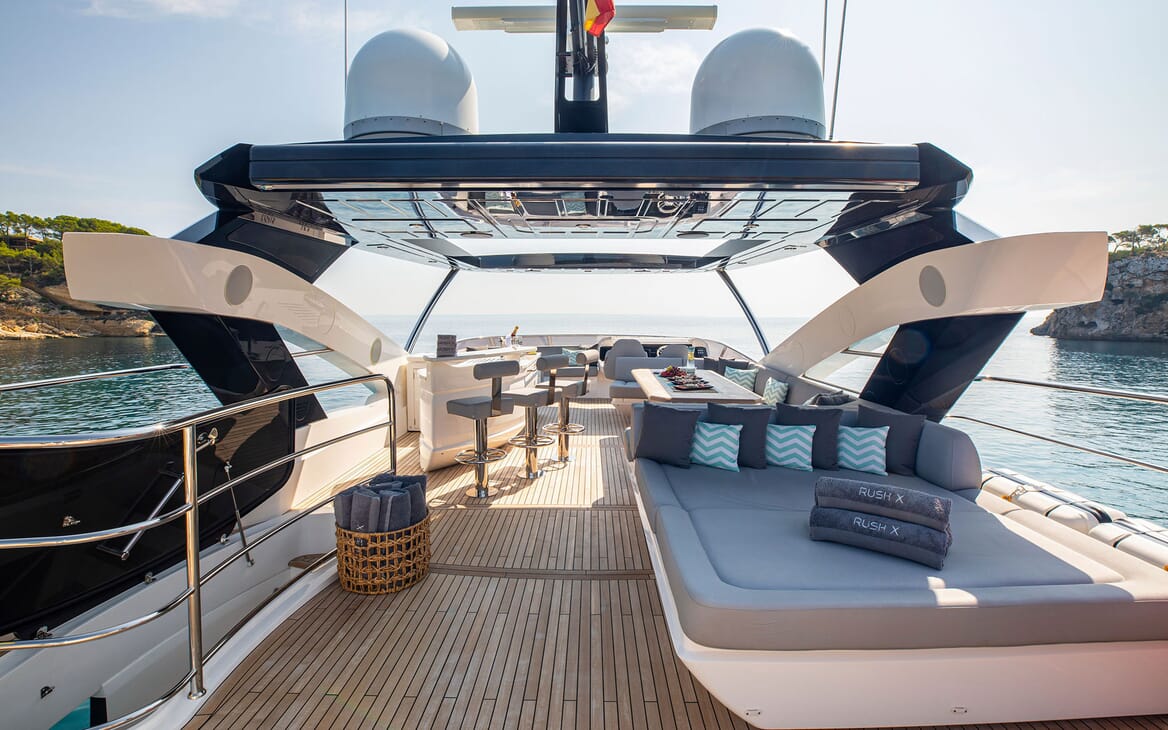 Motor Yacht RUSH X Sun Deck Looking Forward