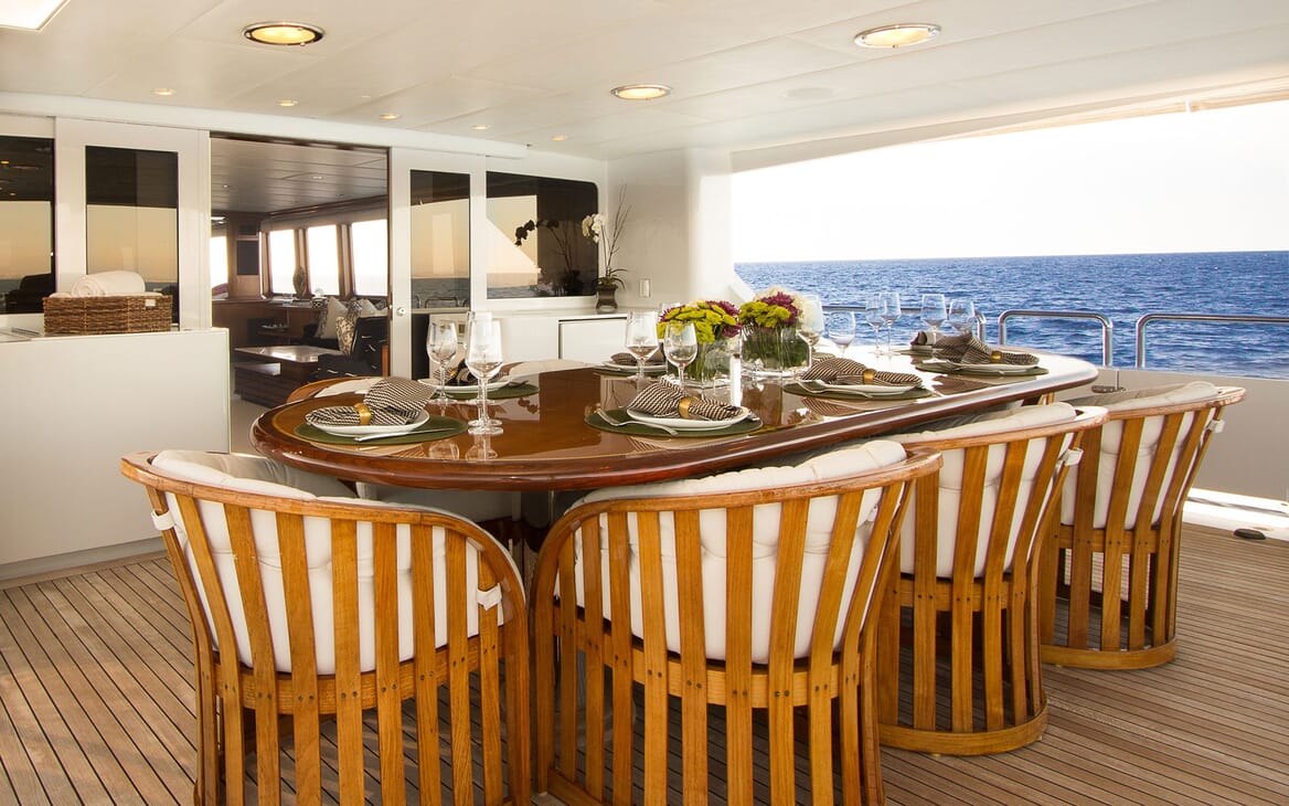 Motor Yacht SERENITY 122 Main Aft Deck Dining Table