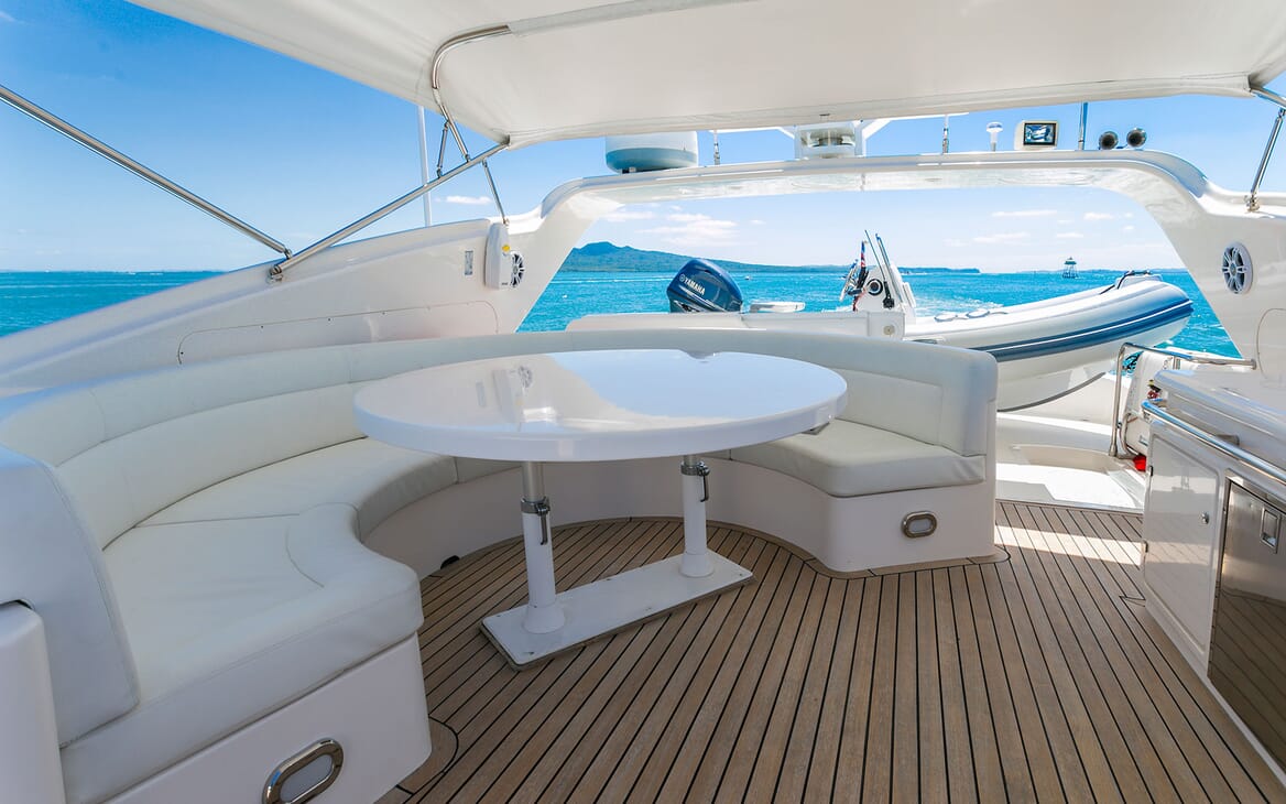 Motor Yacht TIFFANY Sun Deck Table and Tender