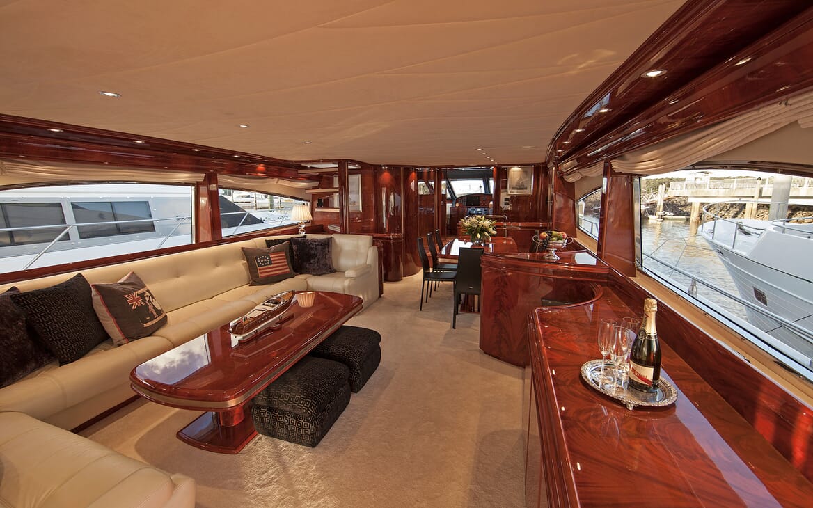 Motor Yacht TIFFANY Main Deck Saloon and Dining Table