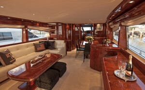 Motor Yacht TIFFANY Main Deck Saloon and Dining Table