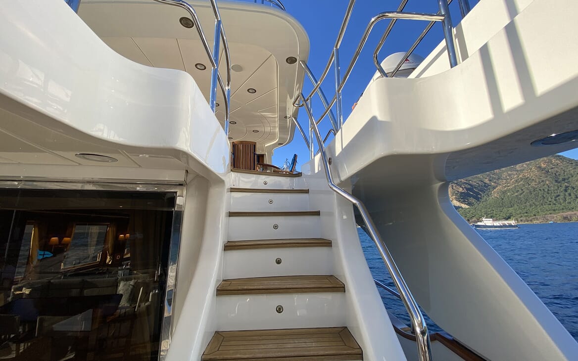 Motor Yacht TURK'S Stairs to Sundeck