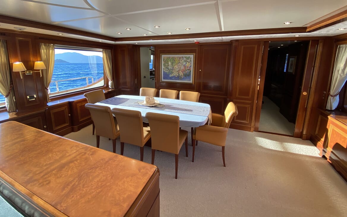 Motor Yacht TURK'S Main Deck Dining Table