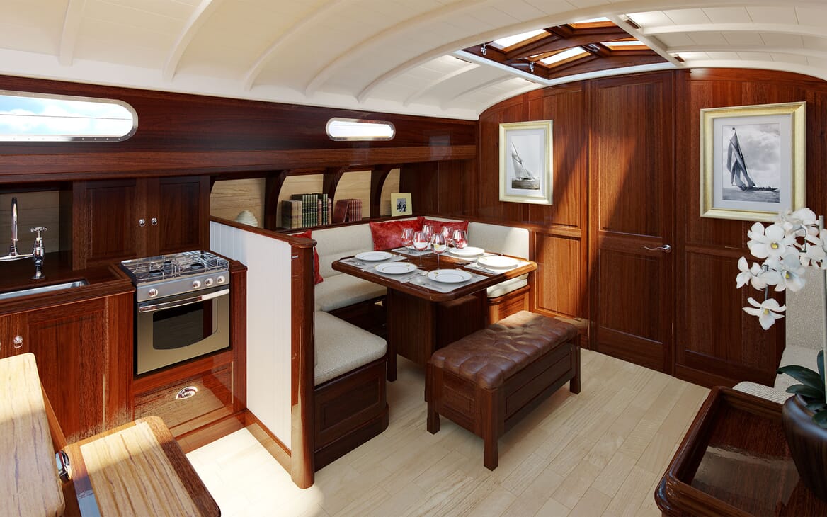 Sailing Yacht FARILIE Dining Table Rendering