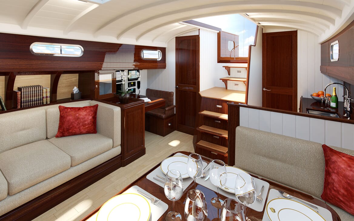 Sailing Yacht FARILIE Seating and Dining Rendering