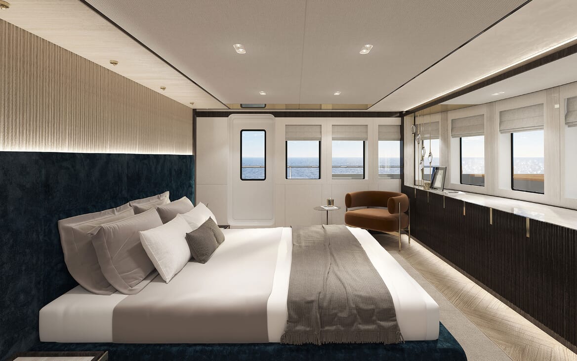 Motor Yacht PROJECT PN 116 Stateroom with Chair Render