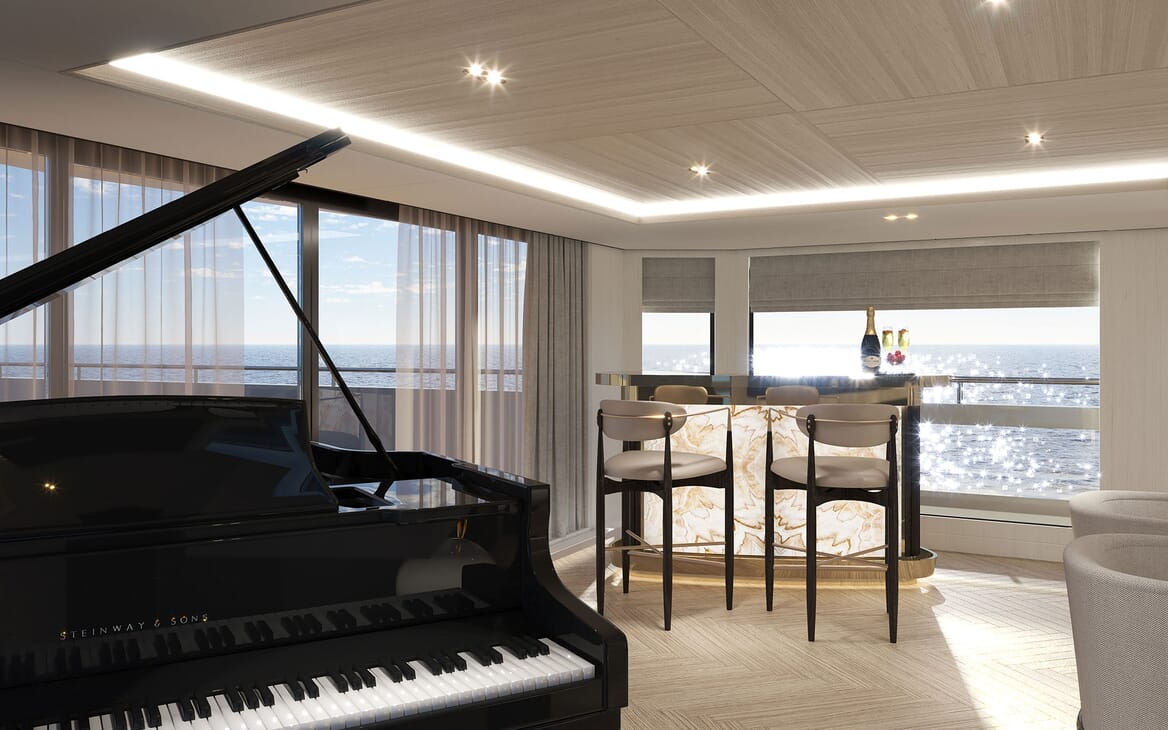 Motor Yacht PROJECT PN 116 Bar and Piano Render