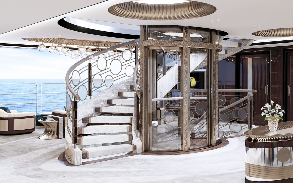 Motor Yacht VAST 72M Stairs and Elevator