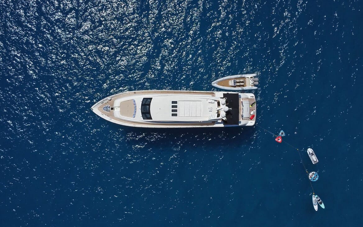Motor Yacht ESTEL Exterior Aerial with Tender
