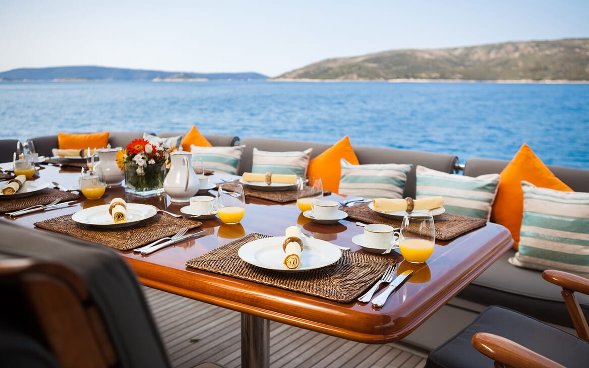 Motor Yacht Brazil outdoor dining area