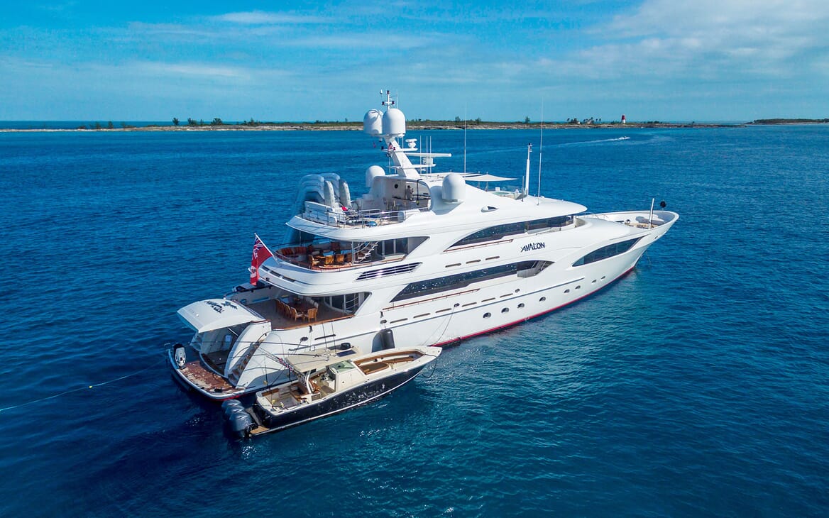 Motor Yacht Avalon Profile Shot with Tender