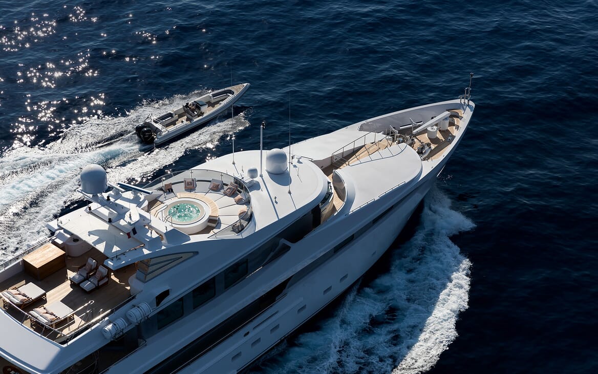 Motor Yacht LA TANIA Underway with Tender