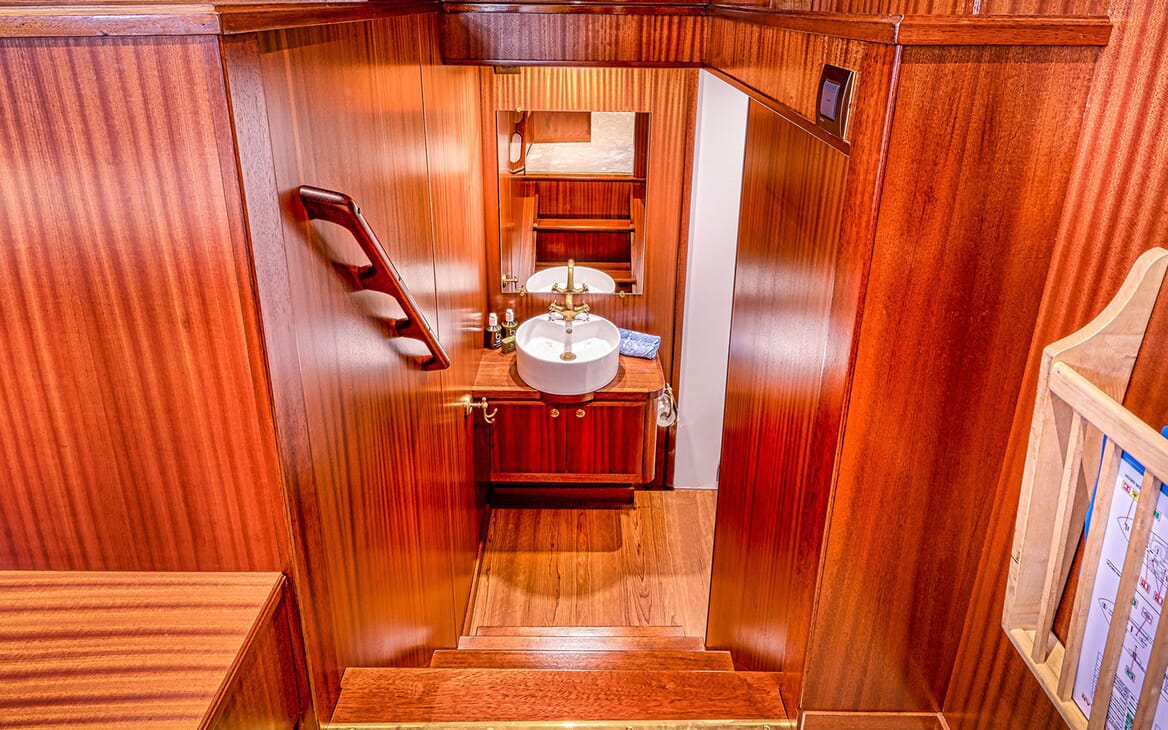 Motor Yacht CHANTELLA Staircase to Bathroom