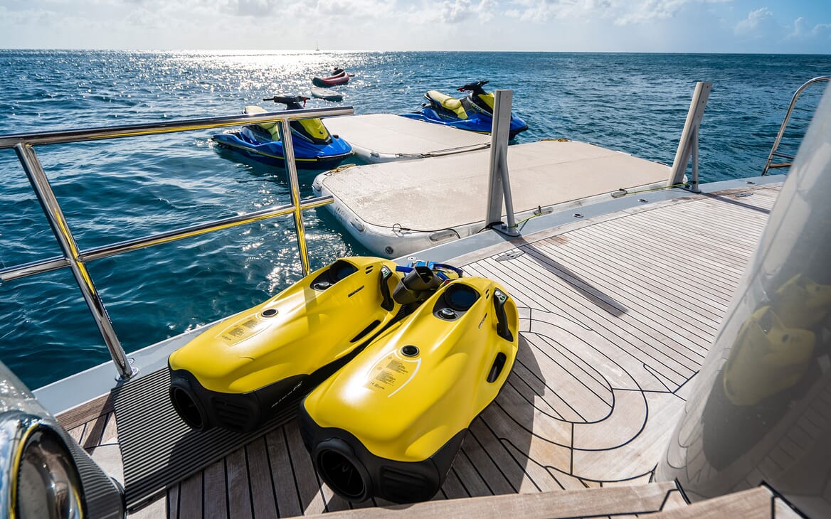 Motor Yacht VIBRANCE Swim Platform with Toys