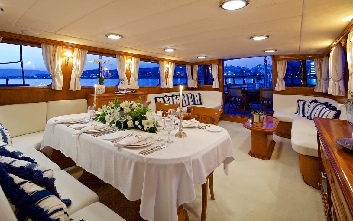 Sailing Yacht Hermina dining area