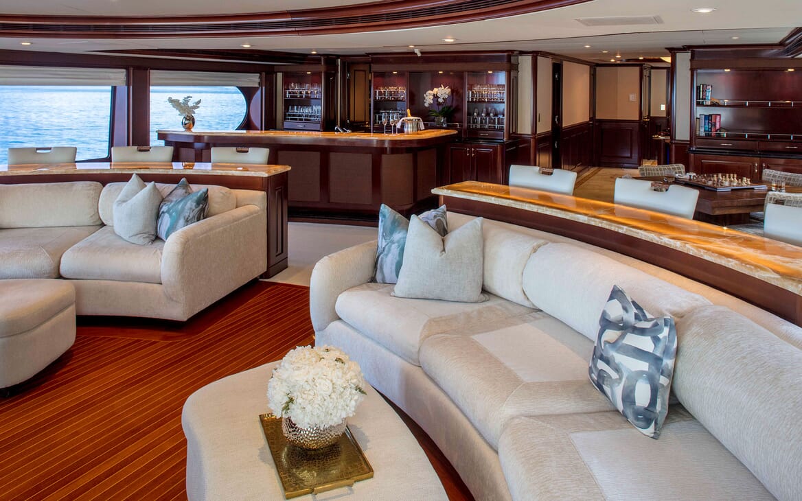 Motor yacht MILESTONE with curved living room seating