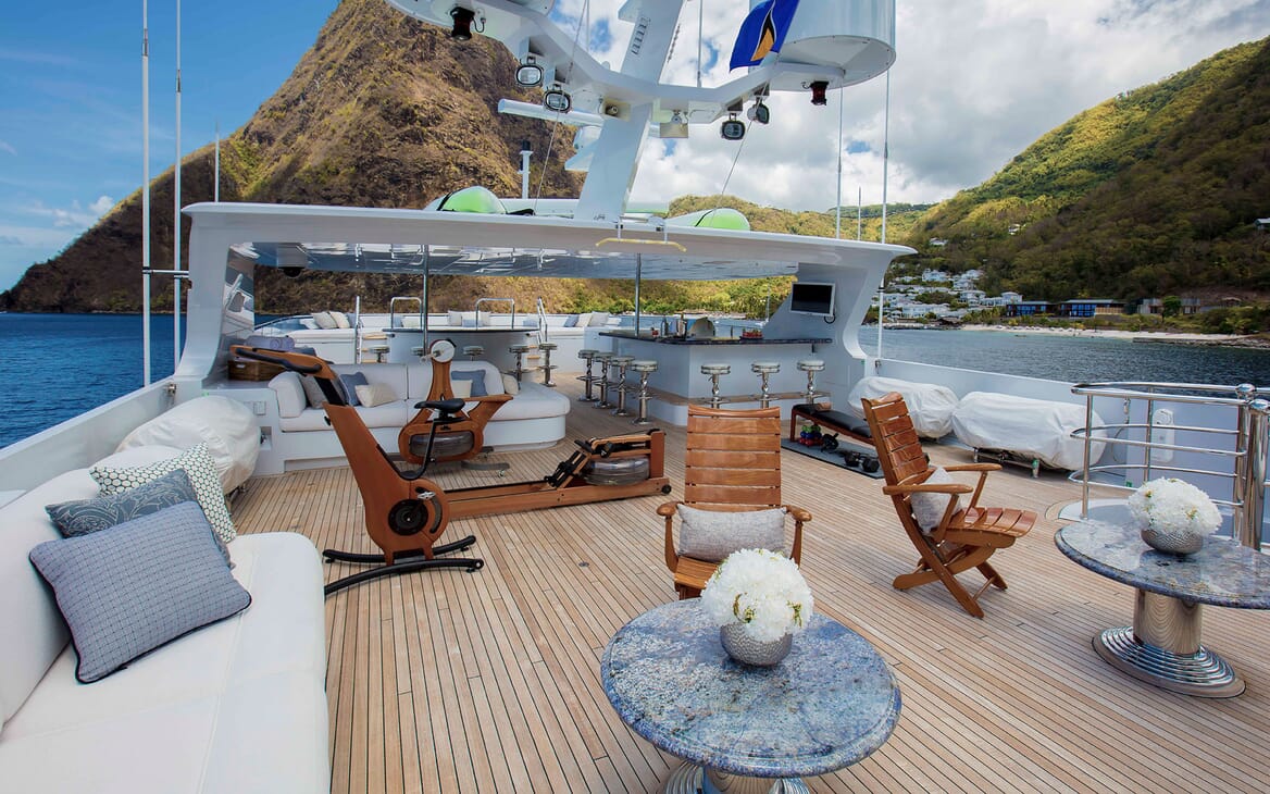 Motor yacht MILESTONE deck shot with gym equipment