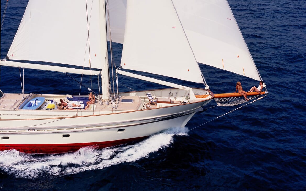 Sailing Yacht TIGERLILY OF CORNWALL Relaxing on the Bow
