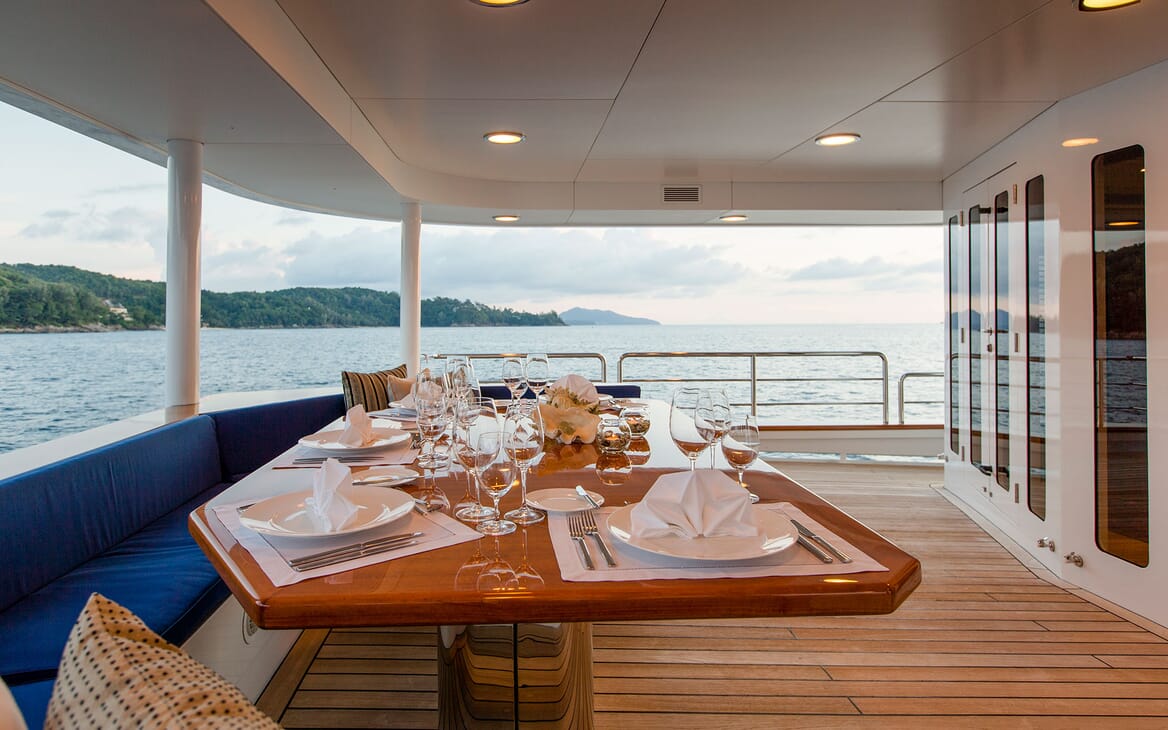 Motor Yacht NORTHERN SUN Main Aft Deck Dining Table
