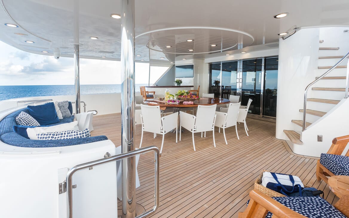 Motor Yacht ALL IN Main Aft Deck Dining Table