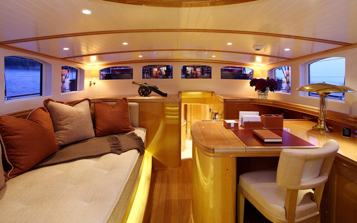 Sailing Yacht MARIE Interior Seating and Desk