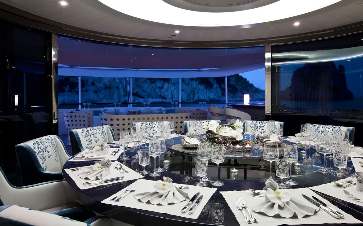 Motor Yacht QUITE ESSENTIAL Dinner Set Up