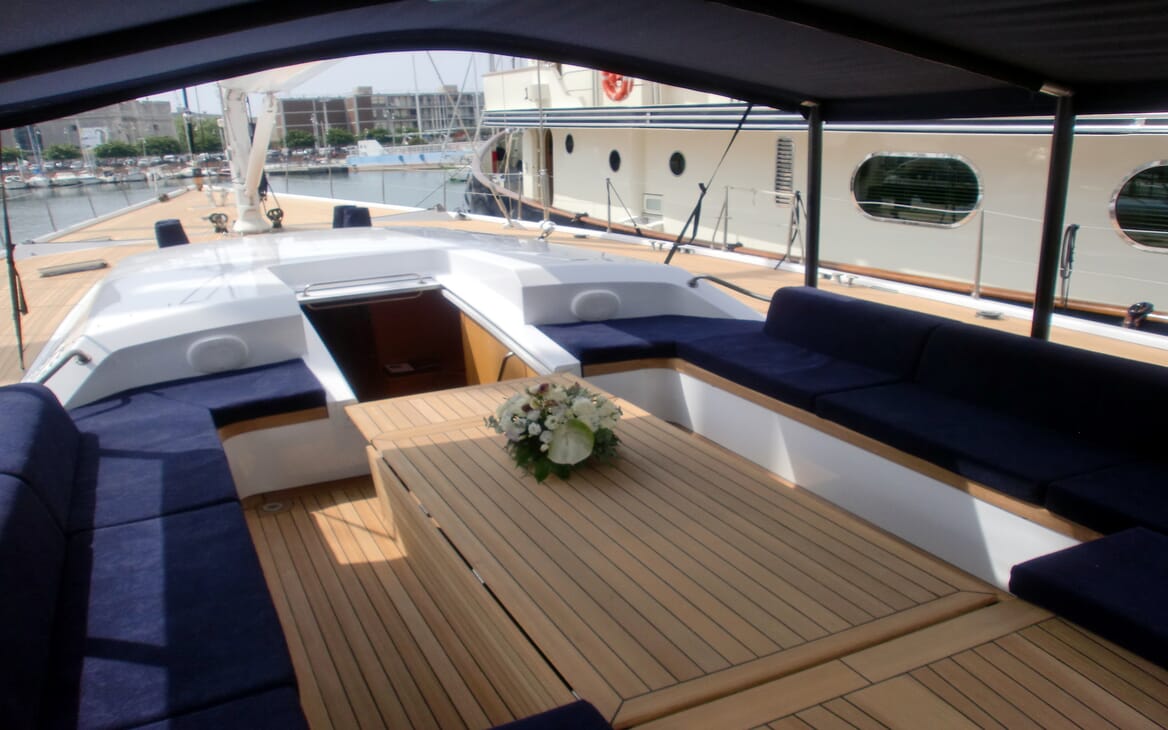 Sailing Yacht Adesso outdoor seating area