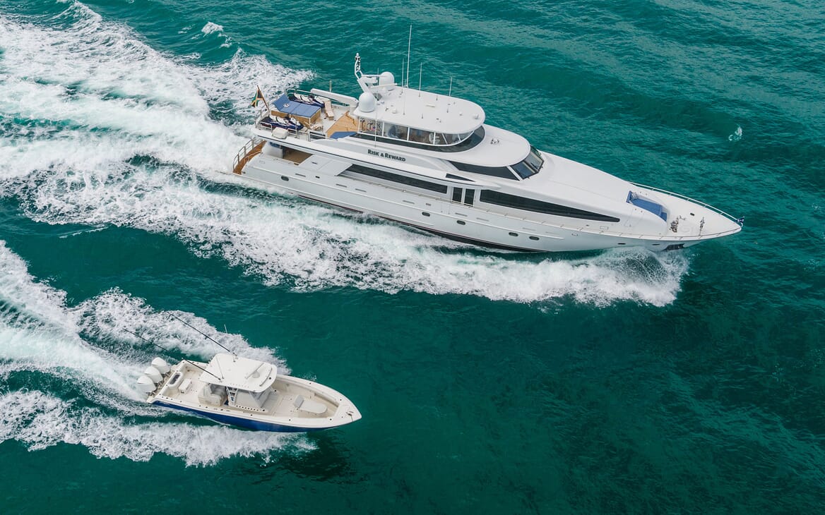 Motor Yacht RISK & REWARD Areial with Tender